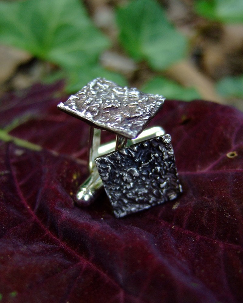 Lichen, fine silver cuff links