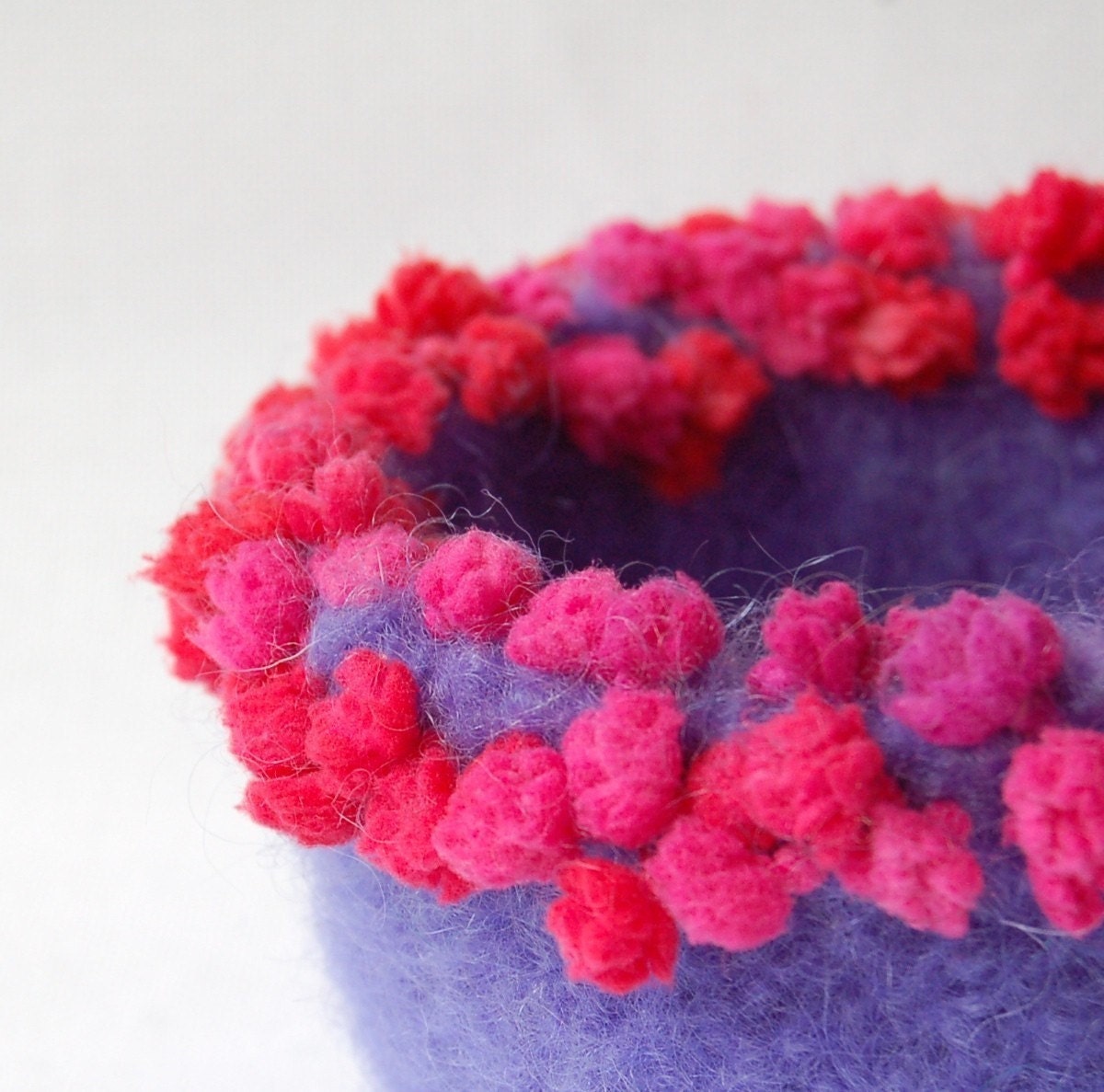 felted wool bowl periwinkle flame