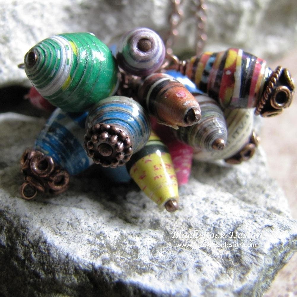 Hand Wrapped Paper Beaded Necklace "Takarda"