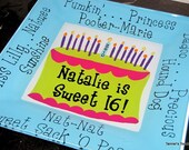 Hand-Painted Birthday Cake Sweet Sixteen Plate by  Tanner's Touch