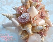Made to Order Custom Details Bridal Bouquet of Shells and Silk Flowers. DEPOSIT