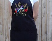 Dragonfly with Cattails Apron (Black)