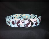 Women's Aqua Floral Scroll Print Fabric Belt