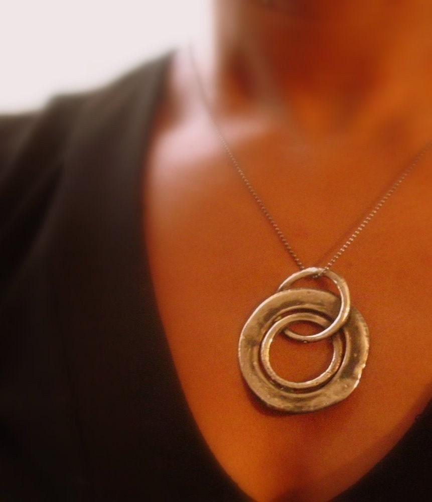 Life Cycles - Silver Triple Circles Necklace
