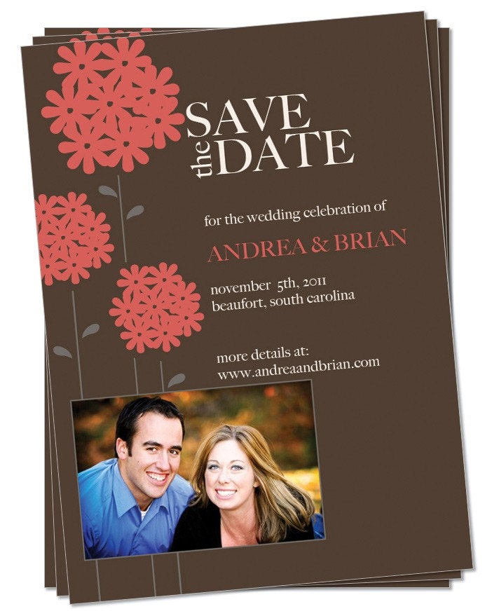 PRINTABLE - Wedding Save the Date Photo Card - Custom colors to match your wedding