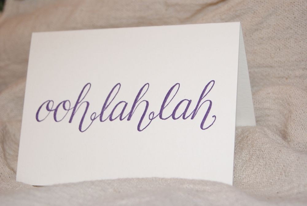 Letterpress ooh lah lah card- purple