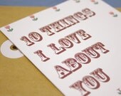 10 things I love about you - notepad greeting card