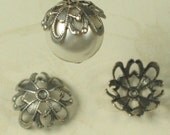 12 Antique Silver Large Size Bead Cap Jewelry Findings 760