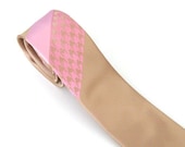 Necktie Tan and Pink Mens Skinny Silk Tie