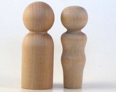 Wooden Peg Dolls - Unfinished - Husband and Wife - Paint Your Own Wood Dolls