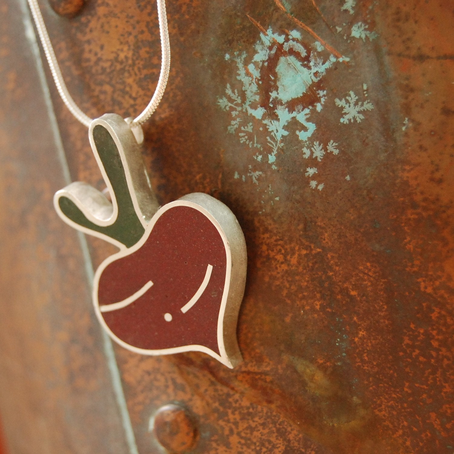 Silver Resin Beet Necklace - Farmer's Market Series