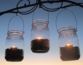 Autumn Candle Jars Hanging Mason Jar Fall Lanterns Luminaries 3 Corn Harvest Glass Tea light Jars Upcycled Garden Halloween Party Wedding