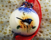 Personalized Christmas Australiana Bauble,Tree Decoration,Ball-- Blue Wren Desgin