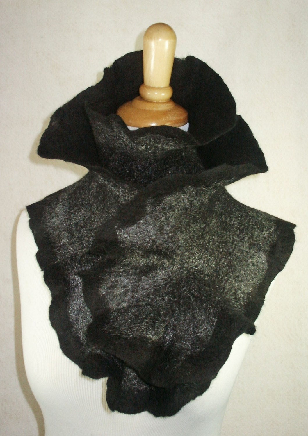 Flamenco Felted Scarf - Black Ice