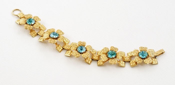 Blue Rhinestone Bracelet - Topaz Blue