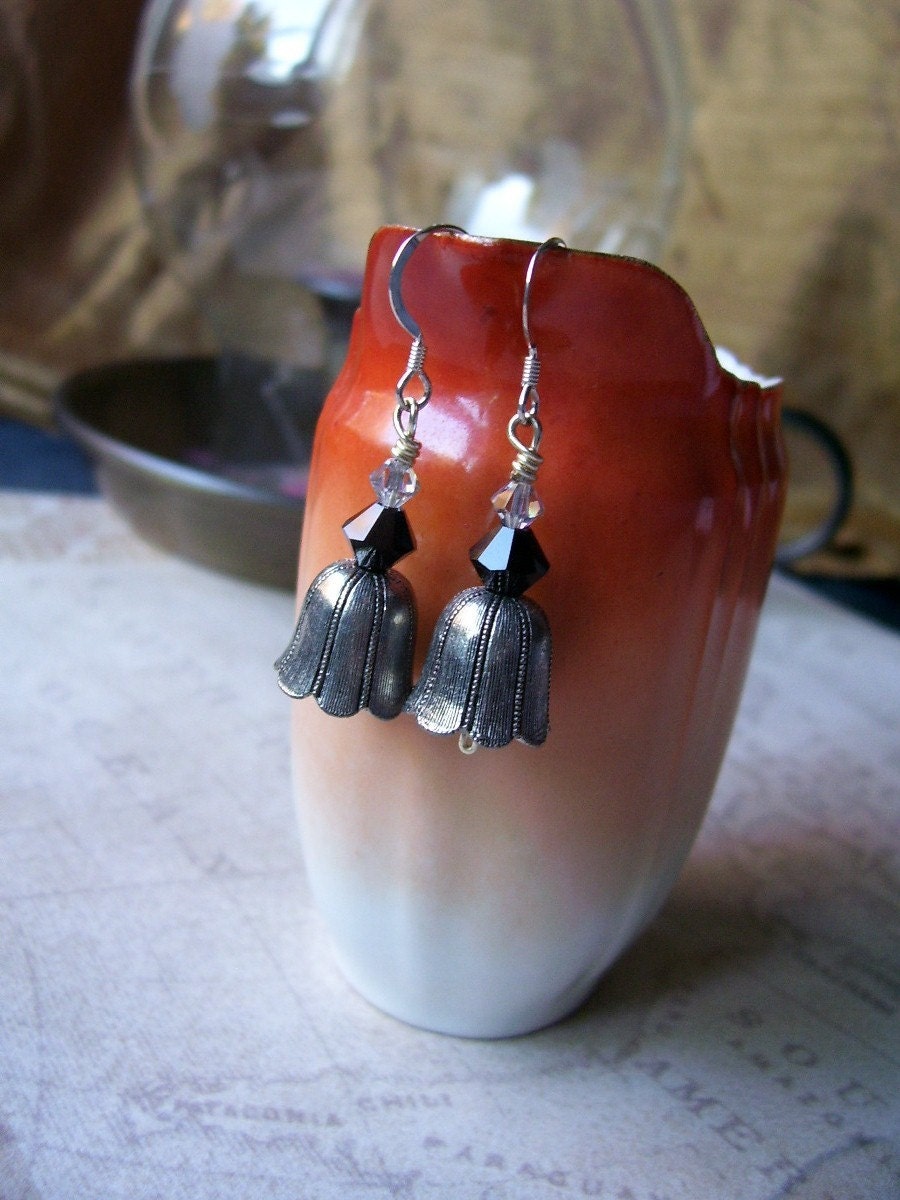 Antique Silver Flower Earrings