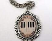 Piano Keys Necklace in Antique Silver