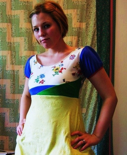 Asymmetric top babydoll floral bright primary- Sale