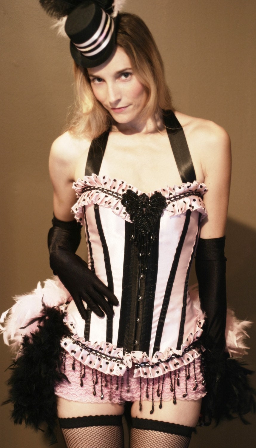 COTTON CANDY Circus Burlesque Corset Costume Pink Black