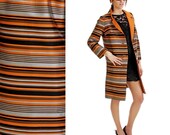 Vintage 1960s Gorgeous Jackie O. Orange Brown Striped Jacket Medium/Large