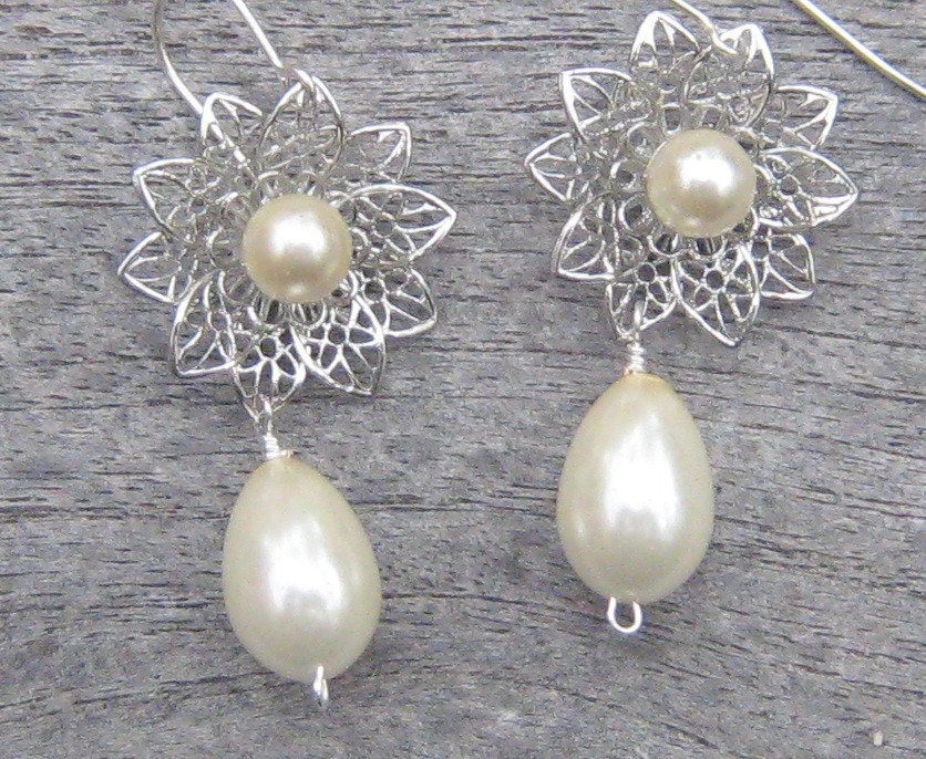 Lace pearl drops