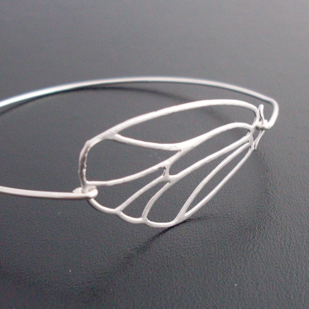 Bangle Bracelet Butterfly Wing - Silver