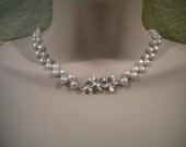 THE CANDACE Romantic Silver or Gold Orchid Flower Bridal Freshwater Pearl Necklace