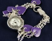 Handmade Purple Heart Charm Watch Bracelet