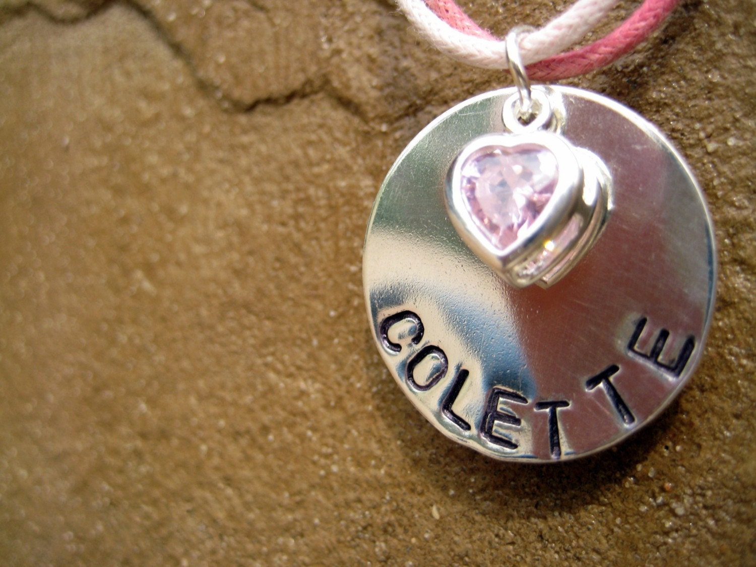 CUSTOM 1 Disk Hand Stamped Birthstone Necklace