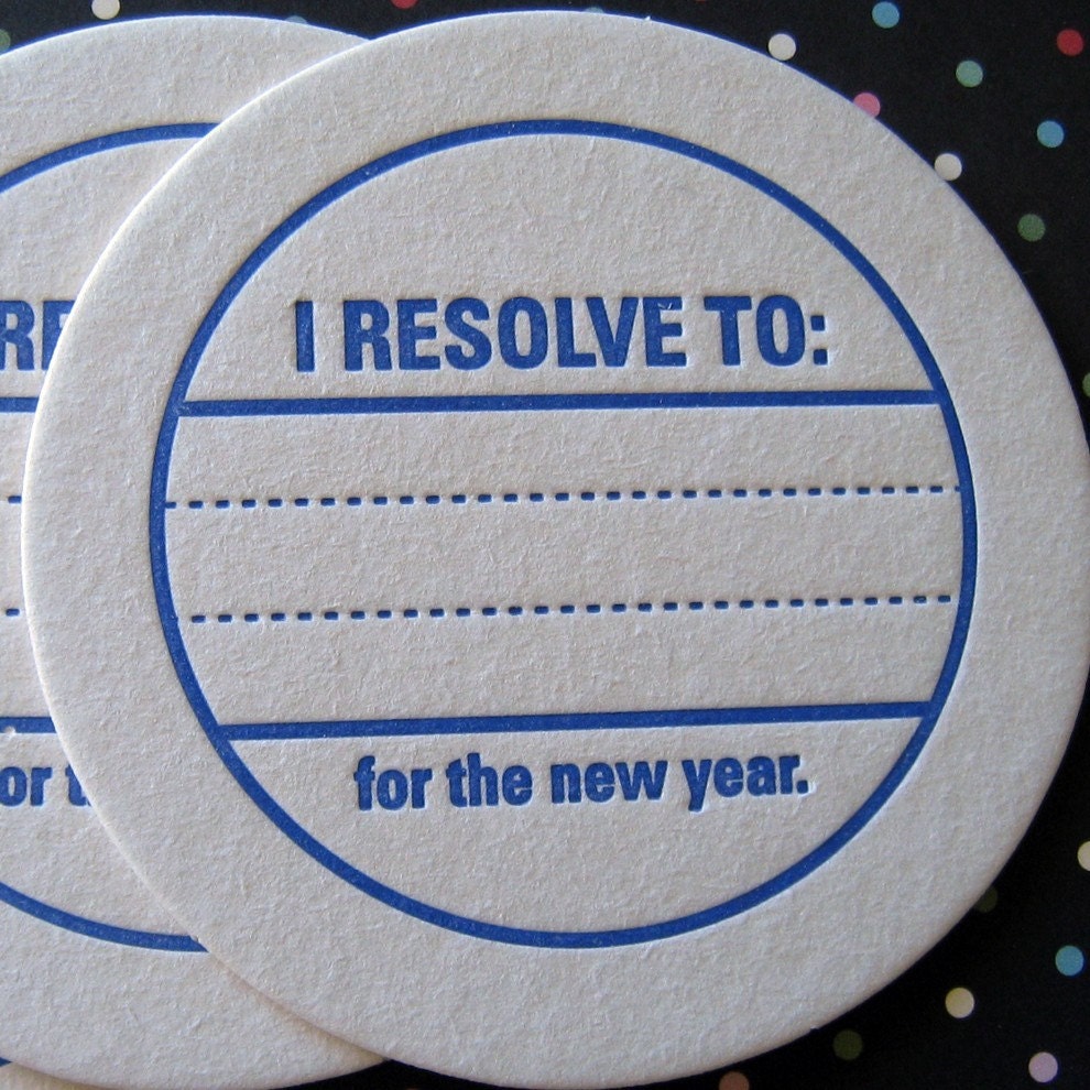 Letterpress Coaster Set - New Years Resolution