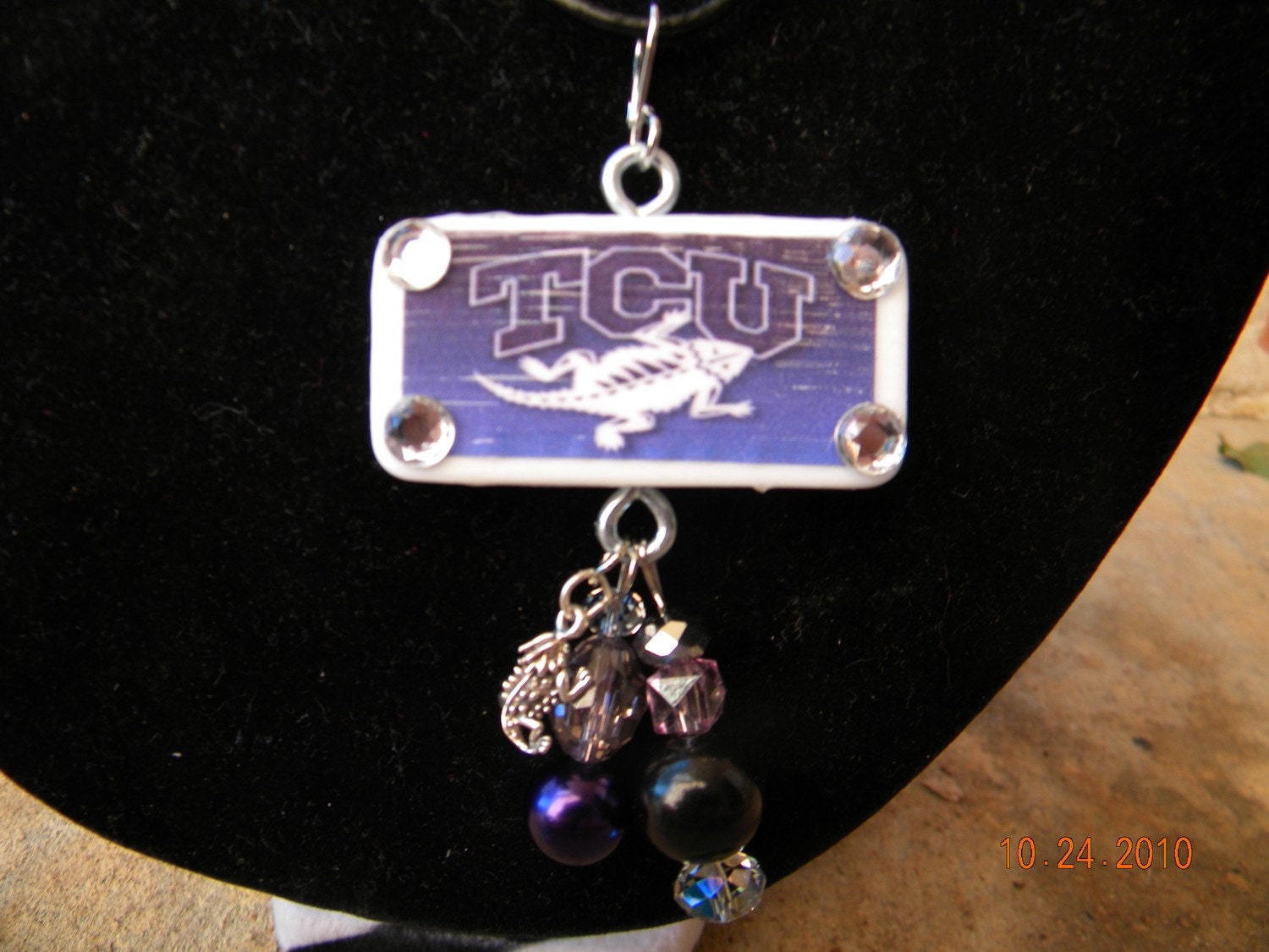 TCU Texas Christian Frogs Domino Necklace