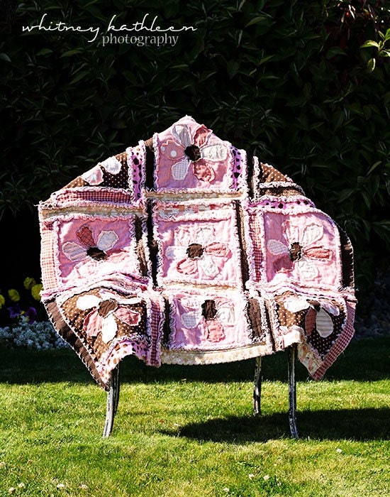 Pink and Brown Flower Baby Quilt