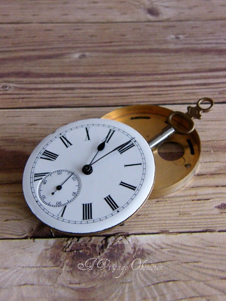 Antique Watch with Key for Steampunk Jewelry by avintageobsession on etsy