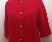 Vintage Suit Set in Dark Red from the 60s - Woven material with flattering lines - smart
