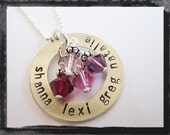 Sterling Silver Personalized Family Washer Necklace