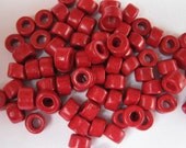 25 VALENTINE RED 6x4mm Mini Tubes Greek Ceramic Large Holed Beads