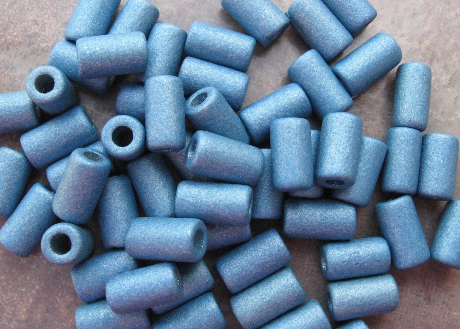 DECO BLUE Mykonos Greek Ceramic Beads Small Tube - Barrel 6x10mm (15)