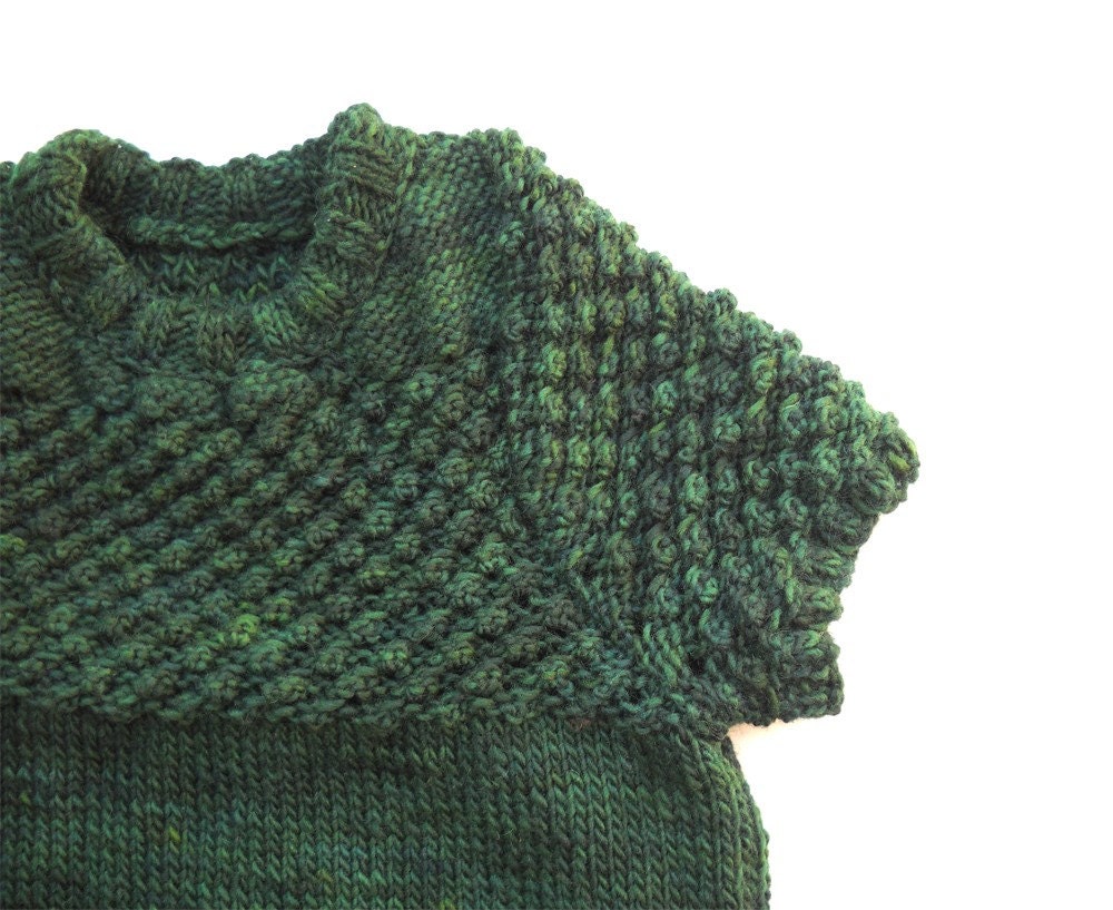 green moss wool sweater with short sleeves - made to order