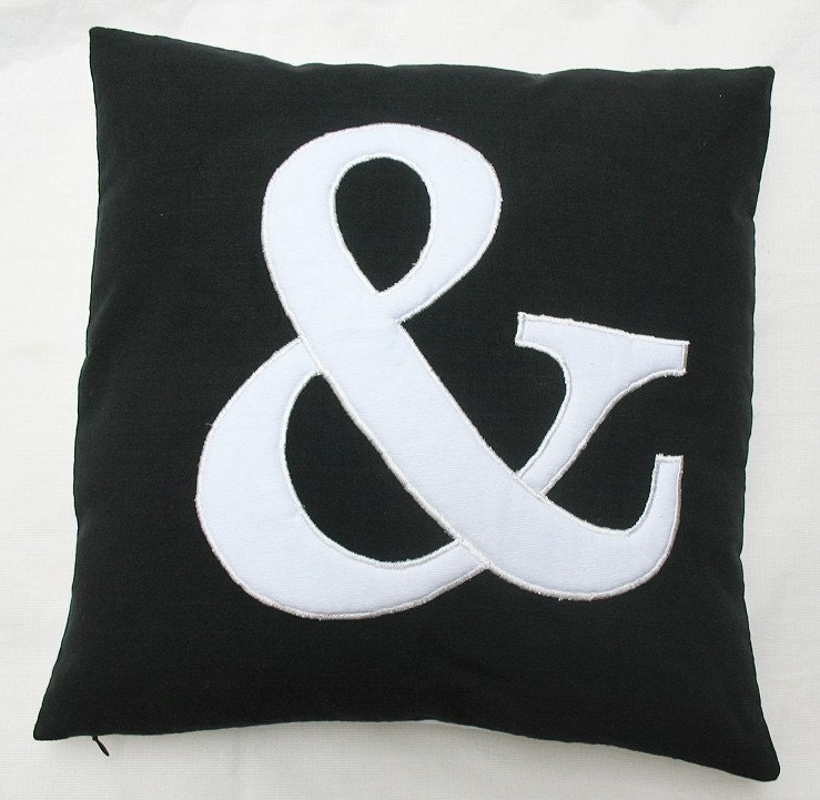 Ampersand throw pillow 16 inch black and white and cushion cover