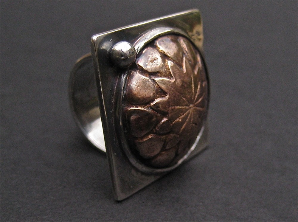Bronze and Sterling Silver Ring Artisan Jewelry Mixed Metal