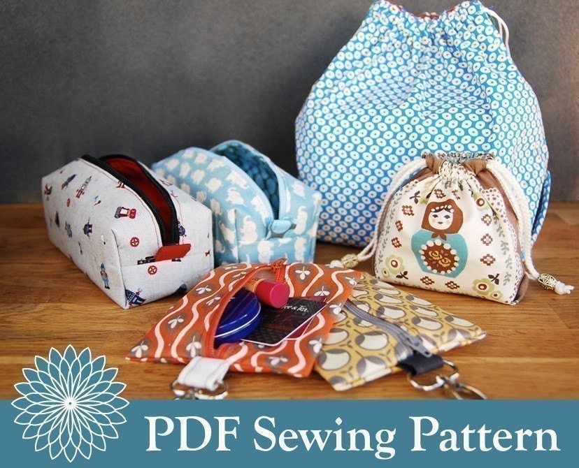 NESSIE Reversible Drawstring Lunchbag and Pencil Case Combo PDF Sewing Pattern