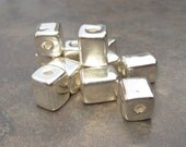 5 Silver Rectangle 8x10mm  Brick Mykonos Greek Ceramic Beads