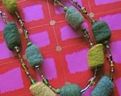 Festive Green Felt Bead Necklace