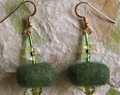 Green Felt Bead Earrings