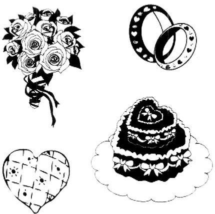 Forever in Time wedding stamps clear acrylic unmounted love theme (Qty 4)