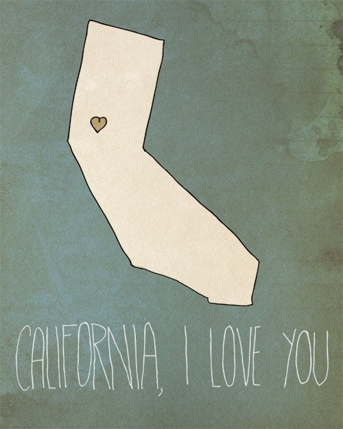 I Heart California - 8 x 10 - Illustration Print