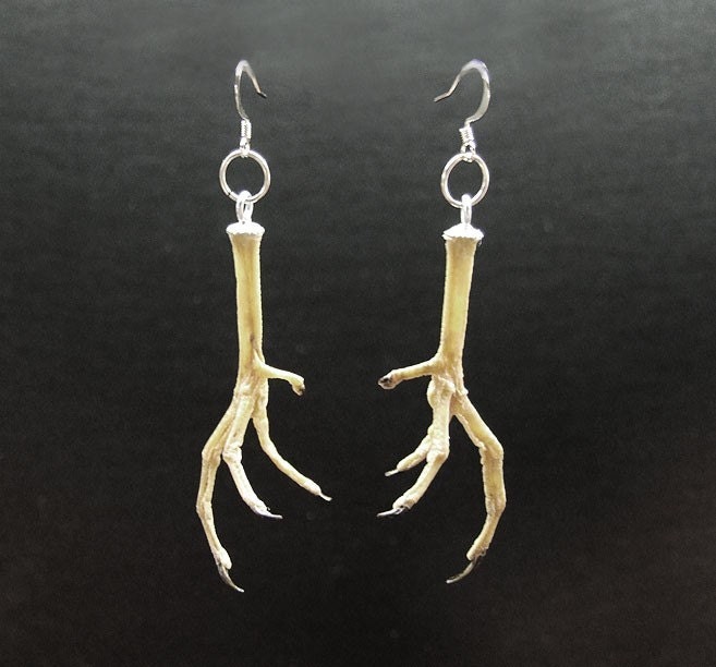 QUAIL LEG EARRINGS real nouveau taxidermy jewelry