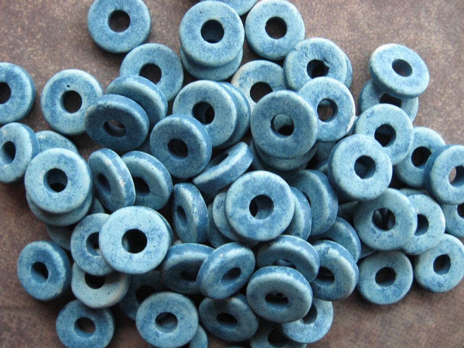 DENIM 8mm ROUND WASHER - 25 Mykonos Greek Ceramic Beads 8mm