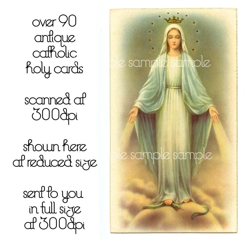 90 Antique Catholic Prayer Cards and Holy Images  from France and Italy Virgin of Guadalupe Jesus Blessed Mother PDF