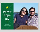 Peace, Hope, Joy Customizable Holiday Photo card - 5 x 7